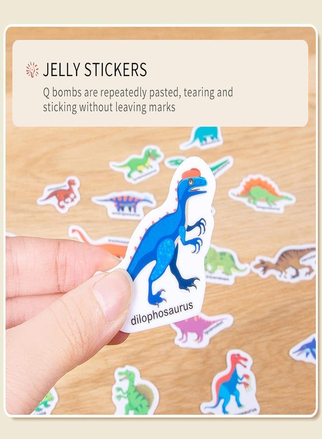 Slipps Portable Jelly Sticker Quiet Book for Kids, Reusable Sticker Book for Toddlers, Preschool Learning Activities, Animal Travel Toys (Dinosaurs) - Image 2